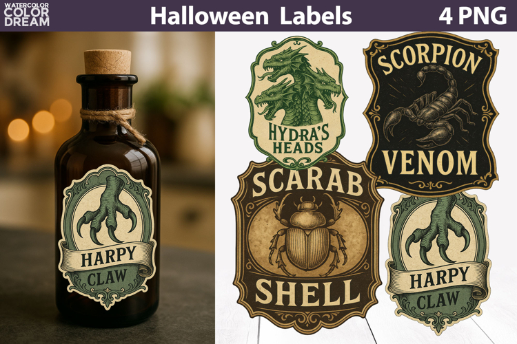 Vintage Halloween Labels | Potion Apothecary Label Stickers example image 1