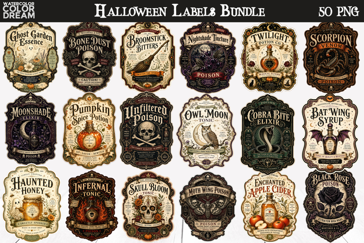 Halloween Potion Labels | Spooky Sublimation Bundle