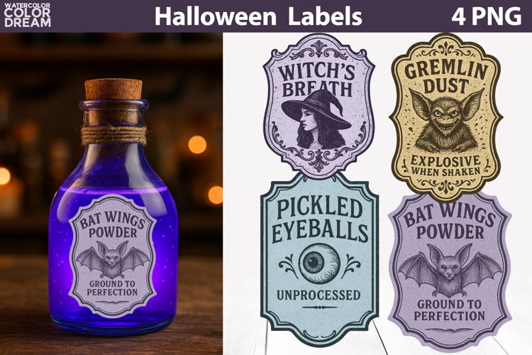 Vintage Halloween Bottle Labels | Potion Apothecary Stickers