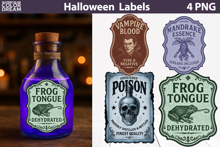 Vintage Halloween Bottle Labels | Potion Apothecary Stickers