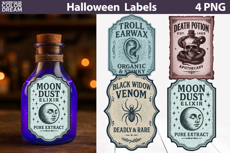 Vintage Halloween Bottle Labels | Potion Apothecary Stickers