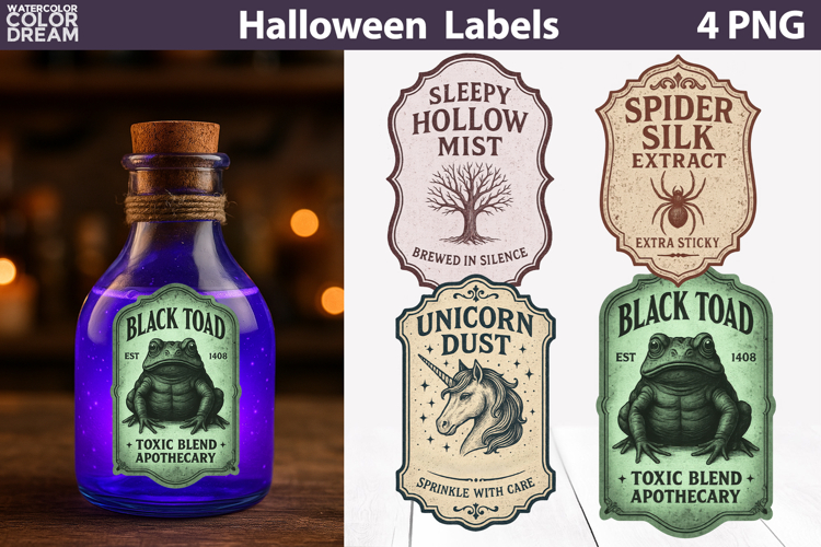 Vintage Halloween Bottle Labels | Potion Apothecary Stickers
