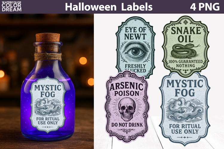Vintage Halloween Bottle Labels | Potion Apothecary Stickers