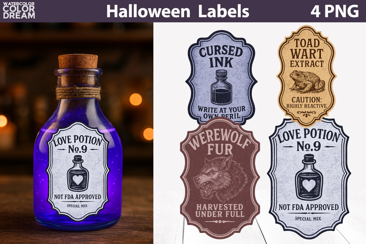 Vintage Halloween Bottle Labels | Potion Apothecary Stickers
