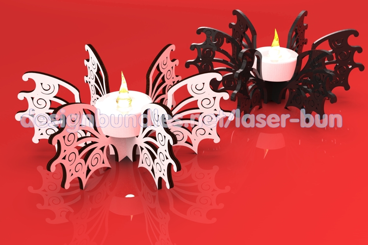 Bat wings Halloween candle holder SVG, laser cut gothic