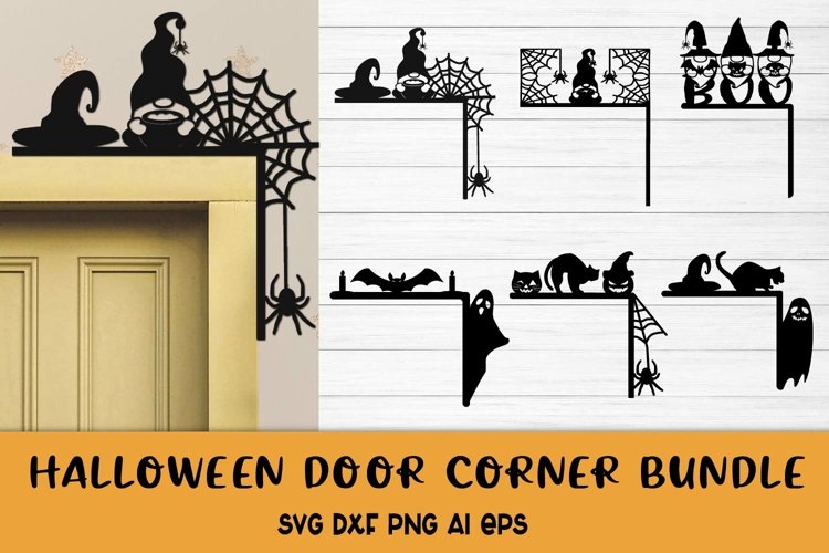 Halloween SVG Bundle. Halloween Door Corners Laser Cut. example image 1