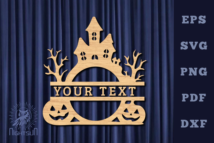 Halloween Lasercut Split Monogram SVG example image 1