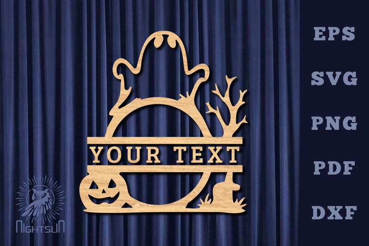 Halloween Lasercut Split Monogram SVG example image 1