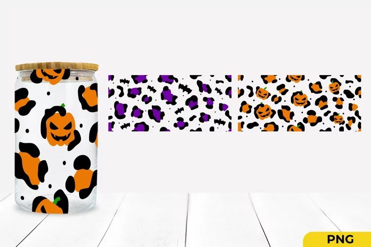 Halloween Leopard Can Glass Wrap Libbey SVG