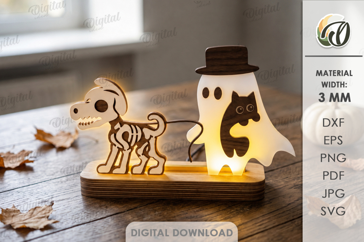 Halloween Light Stand Laser Cut. Led Light. Led Lamp SVG