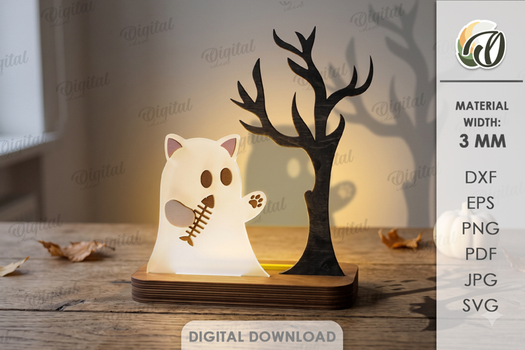 Halloween Light Stand Laser Cut. Led Light. Led Lamp SVG