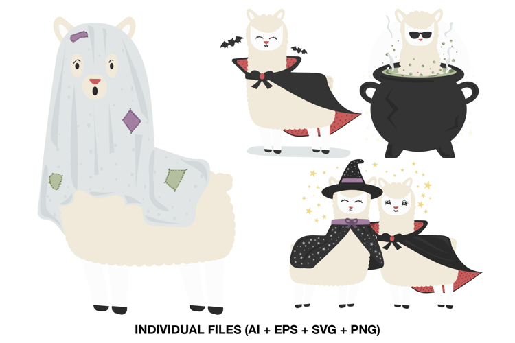 Halloween Llama Clipart, Cute Spooky Alpaca PNG