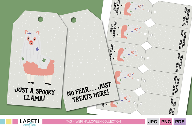 Halloween Llama Ghost Gift Tags, Party Printable Treat Label