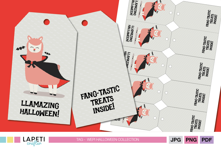 Halloween Llama Gift Tags, Printable Treat Labels for Kids