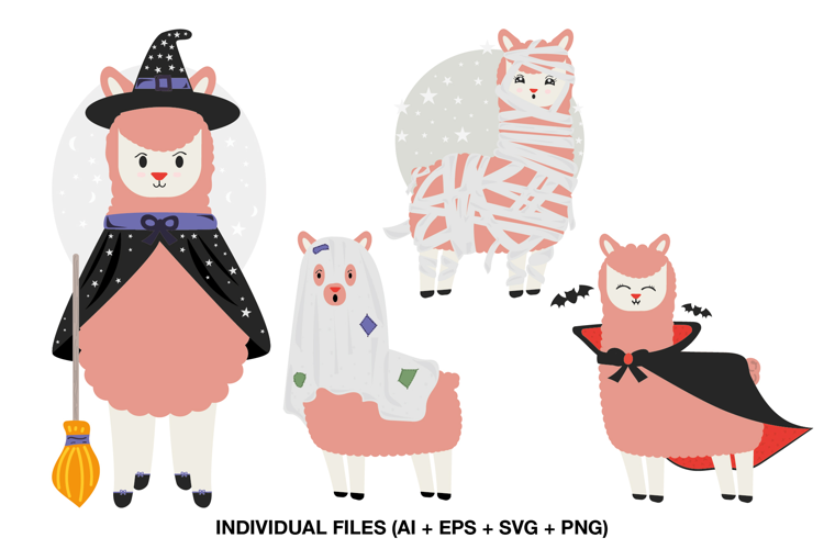 Cute Halloween Llama Clipart for Kids Shirts