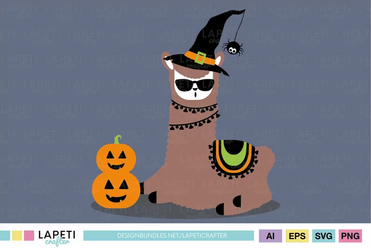 Llama illustration | Halloween vector file | Editable vector