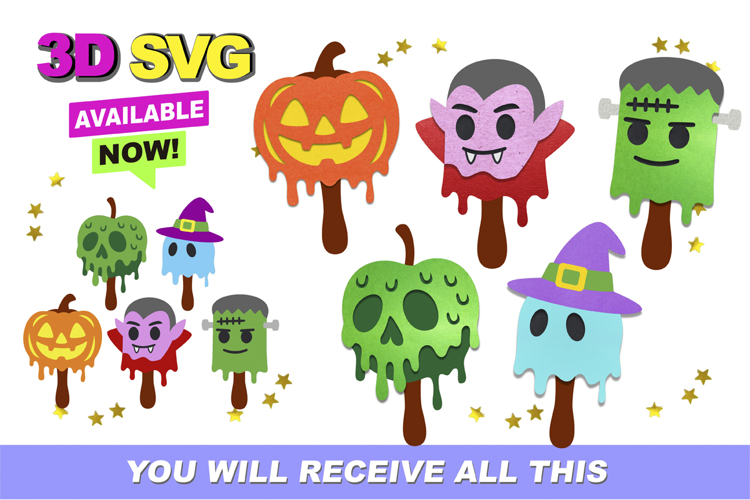 halloween lollipops Elements 3D SVG and Clipart