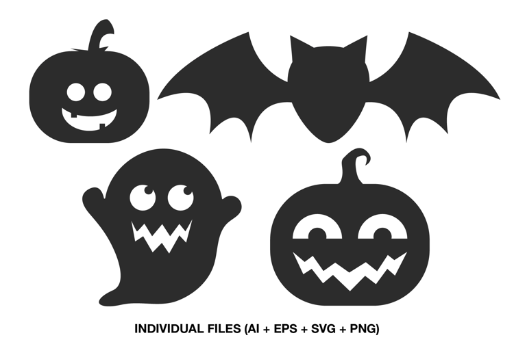 Cute Halloween SVG Clipart, Ghost Pumpkin Bat Designs