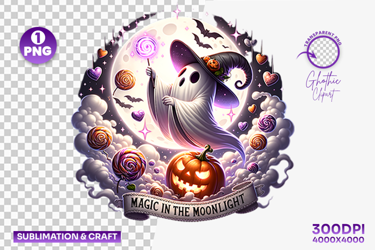 Halloween Magic In The Moonlight Ghost Clipart PNG
