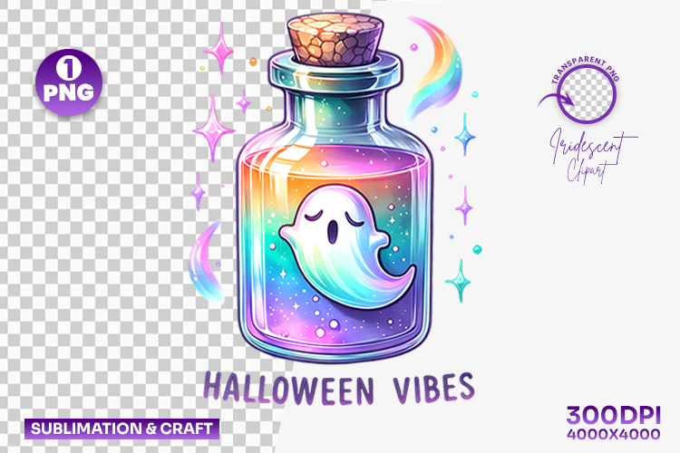Halloween Magic Potion Bottle Ghost Clipart PNG Sublimation