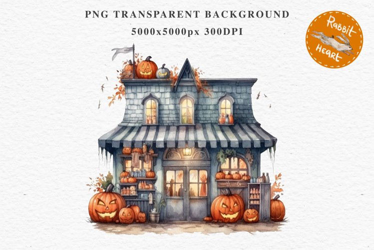 Halloween Magic Shop Storefront Clipart PNG Scrapbooking Art