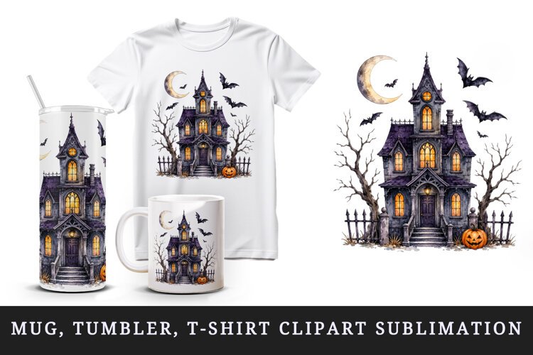 Halloween tumbler, mug wrap, clipart sublimation design example image 1