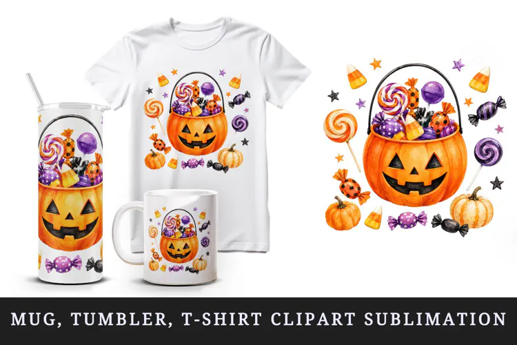 Halloween tumbler, mug wrap, clipart sublimation design