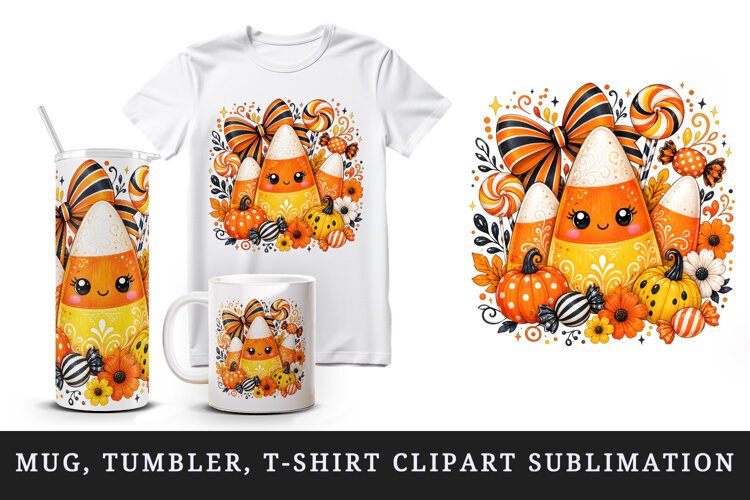 Halloween tumbler, mug wrap, clipart sublimation design example image 1