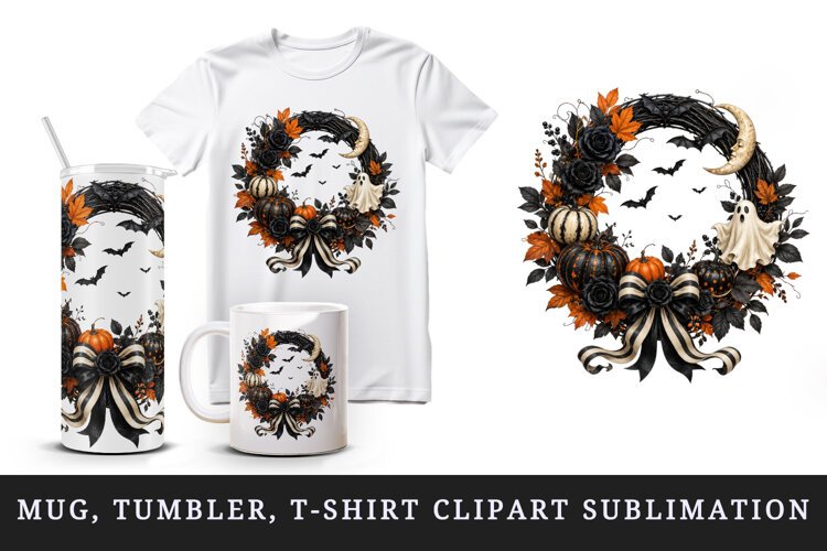 Halloween tumbler, mug wrap, clipart sublimation design example image 1
