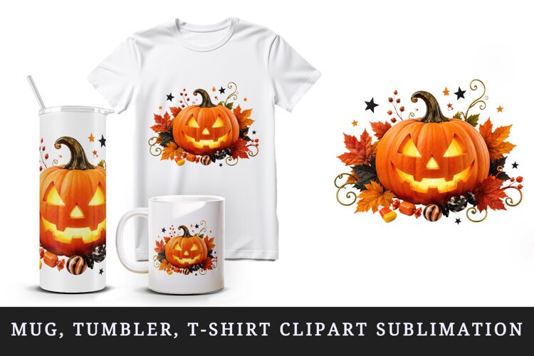 Halloween tumbler, mug wrap, clipart sublimation design example image 1