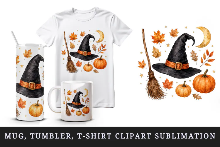 Halloween tumbler, mug wrap, clipart sublimation design