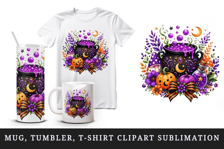 Halloween tumbler, mug wrap, clipart sublimation design example image 1