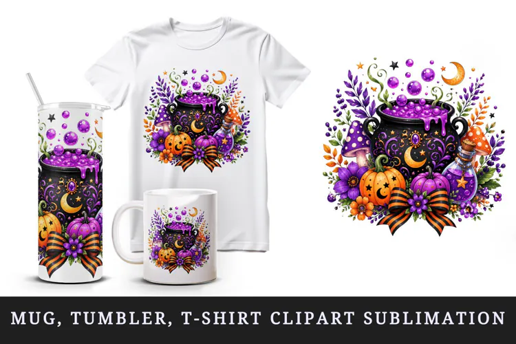 Halloween tumbler, mug wrap, clipart sublimation design