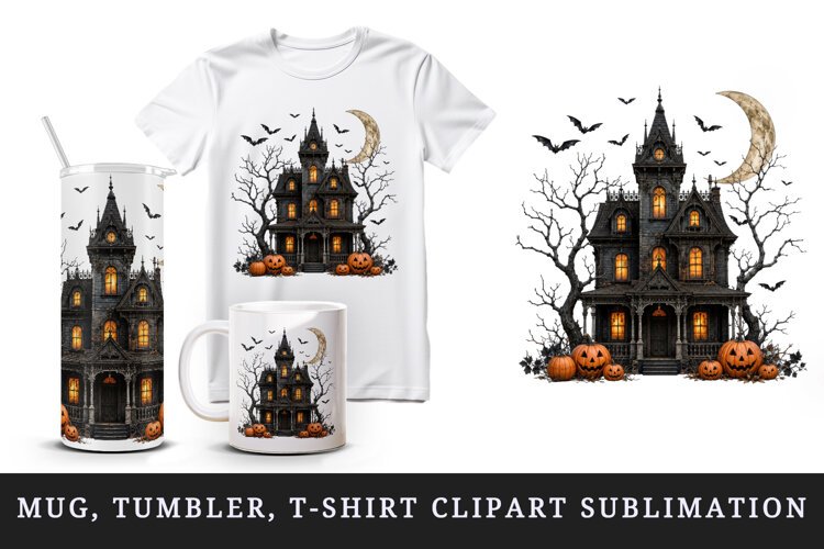 Halloween tumbler, mug wrap, clipart sublimation design example image 1