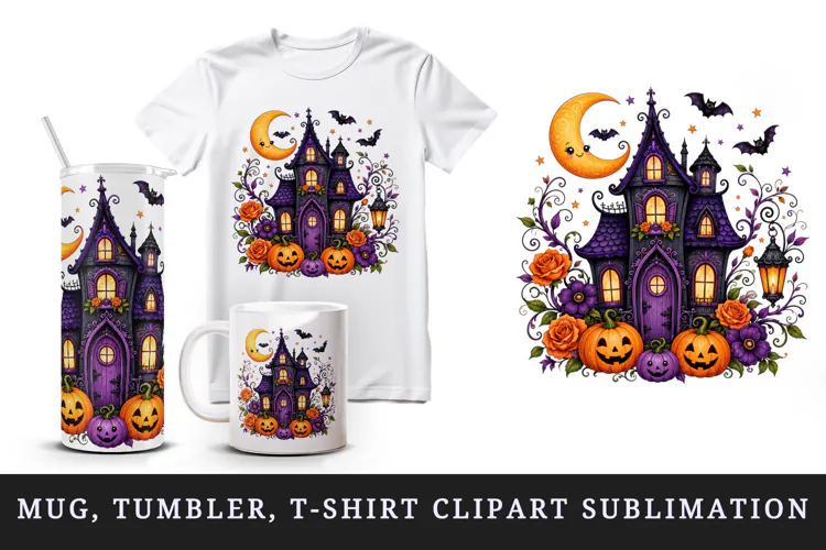 Halloween tumbler, mug wrap, clipart sublimation design