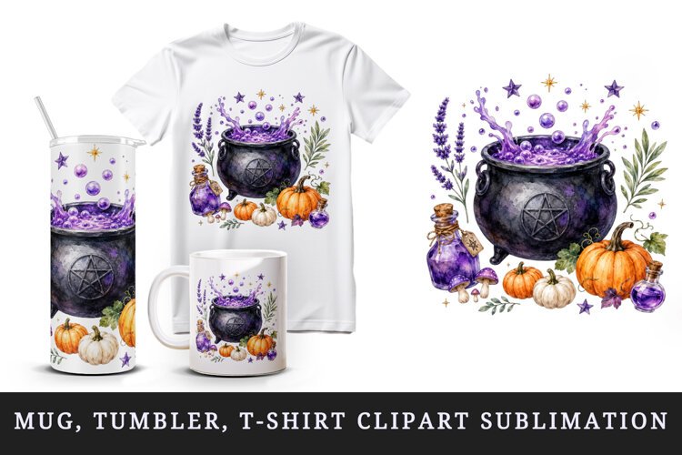 Halloween tumbler, mug wrap, clipart sublimation design example image 1