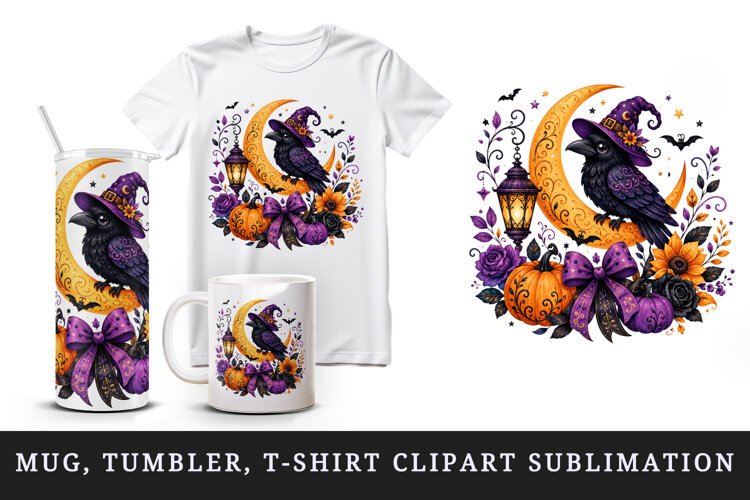 Halloween tumbler, mug wrap, clipart sublimation design example image 1