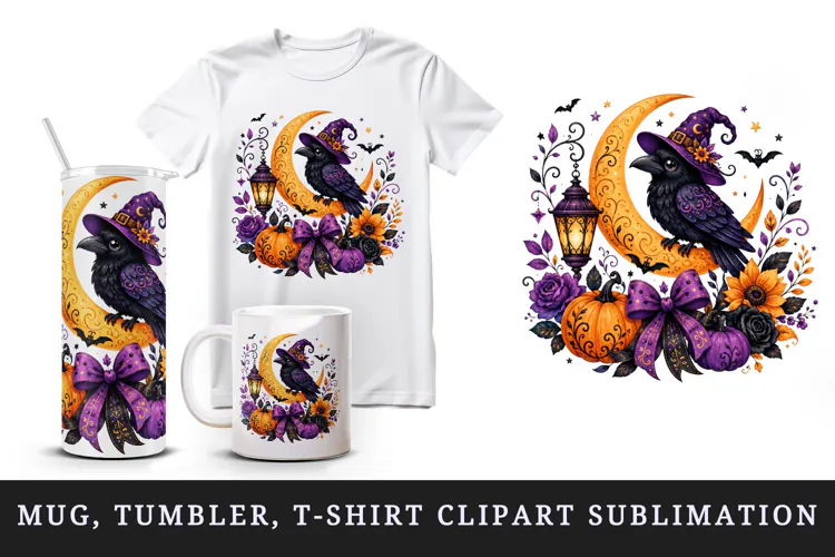 Halloween tumbler, mug wrap, clipart sublimation design