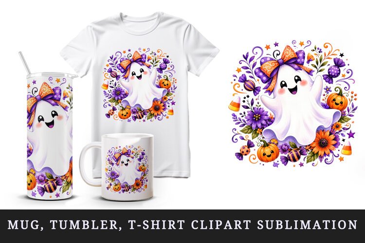 Halloween tumbler, mug wrap, clipart sublimation design example image 1
