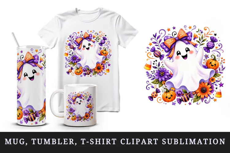 Halloween tumbler, mug wrap, clipart sublimation design