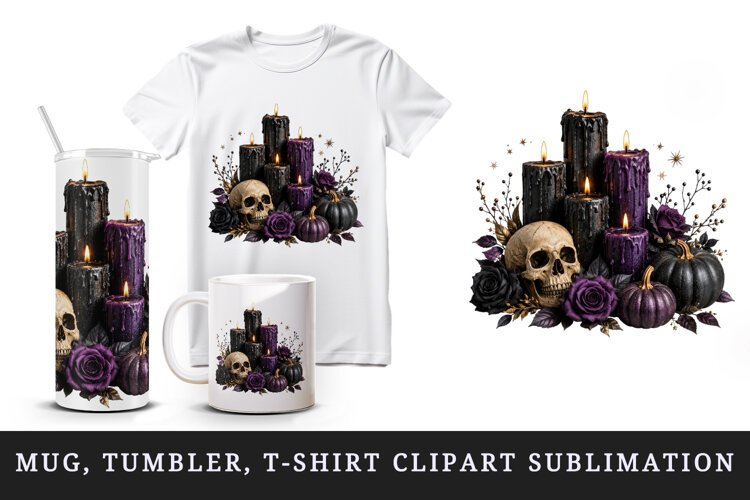 Halloween tumbler, mug wrap, clipart sublimation design example image 1