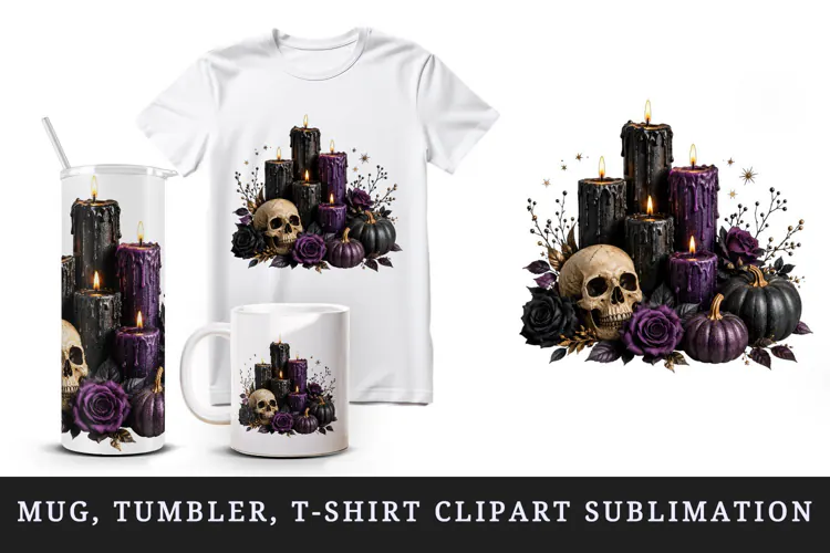 Halloween tumbler, mug wrap, clipart sublimation design