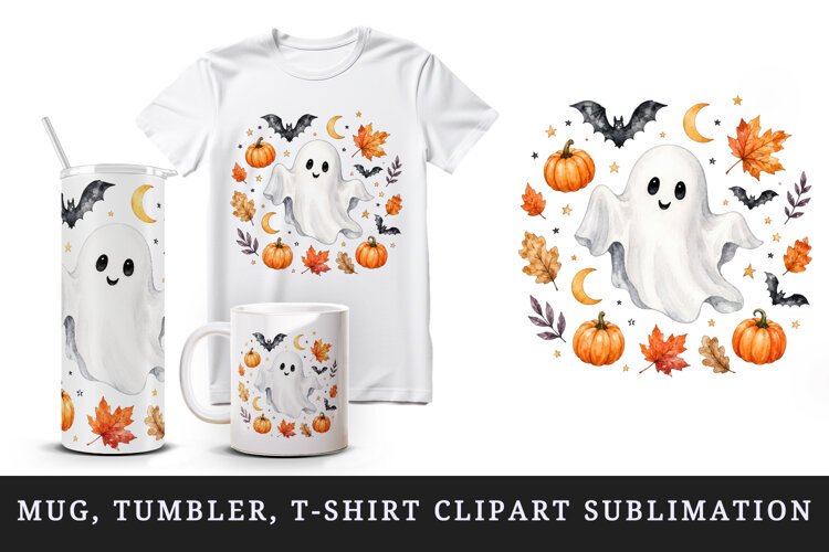 Halloween tumbler, mug wrap, clipart sublimation design example image 1