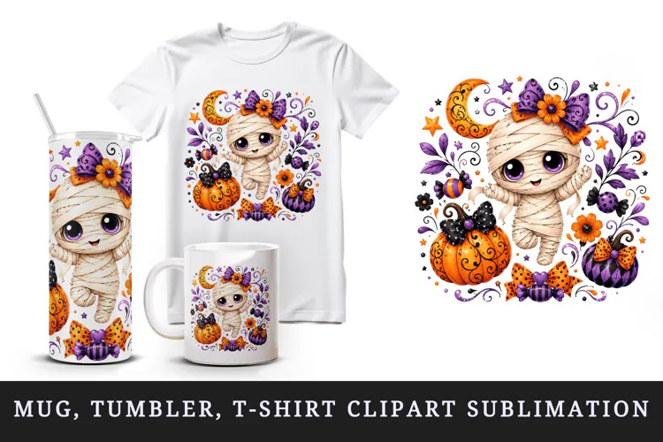 Halloween tumbler, mug wrap, clipart sublimation design