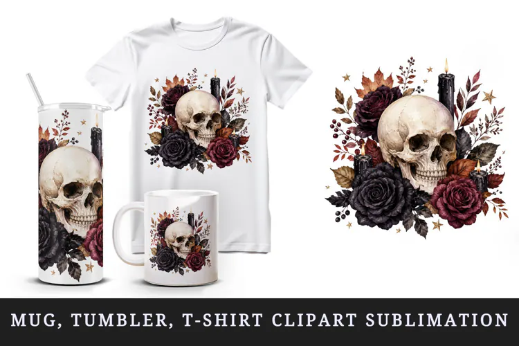 Halloween tumbler, mug wrap, clipart sublimation design