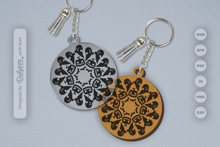 Halloween Mandala Keychain SVG
