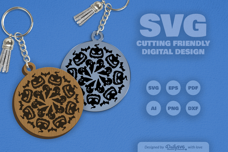 Halloween Mandala Keychain SVG