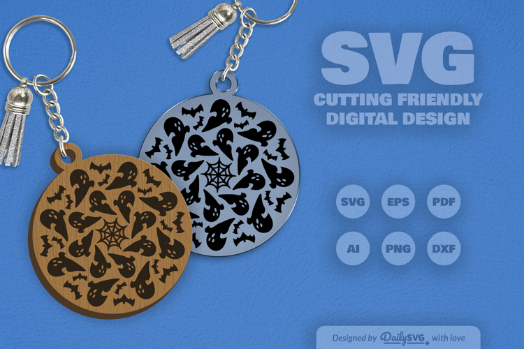 Halloween Mandala Keychain SVG