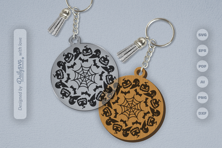 Halloween Mandala Keychain SVG