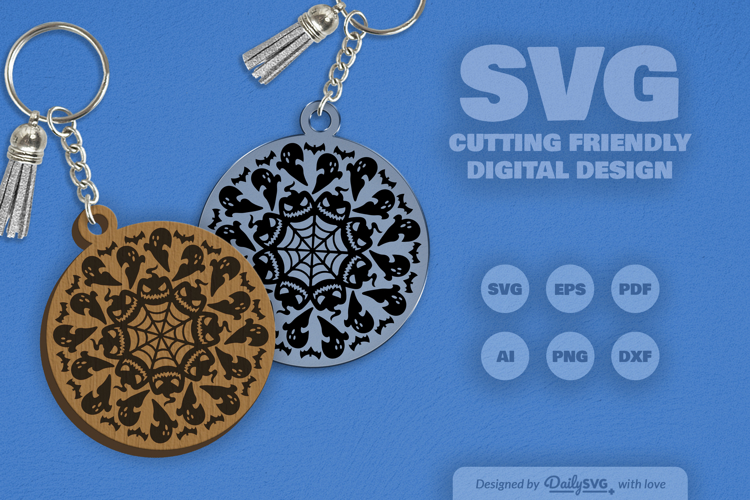Halloween Mandala Keychain SVG